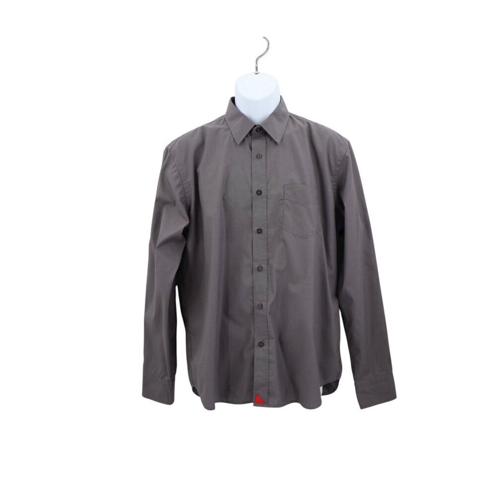 Untuckit Men’s Size L Gray Casual Dress Shirt Cotton Button Up Long Sleeve